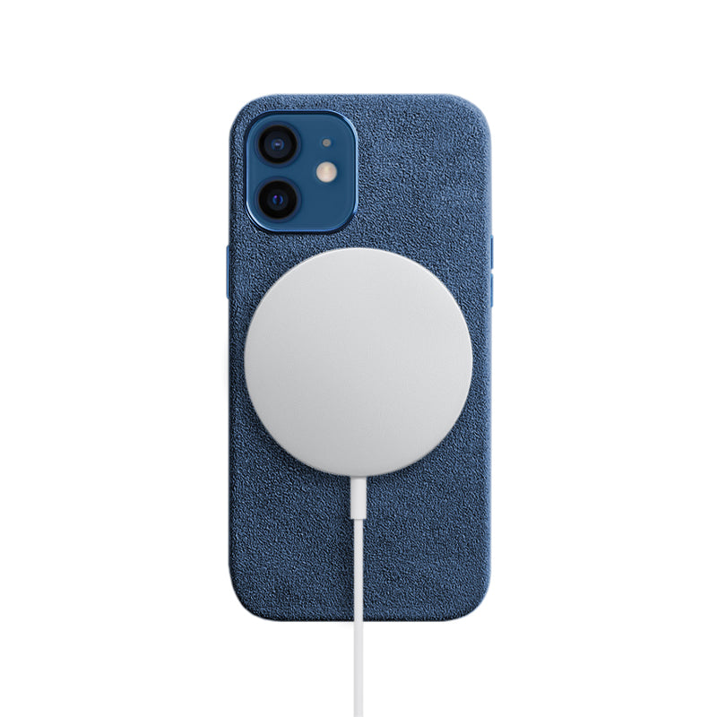 Alcantara iPhone Case Mobile Phone Cases Saguaro Ocean Blue Alcantara iPhone 12 Mini