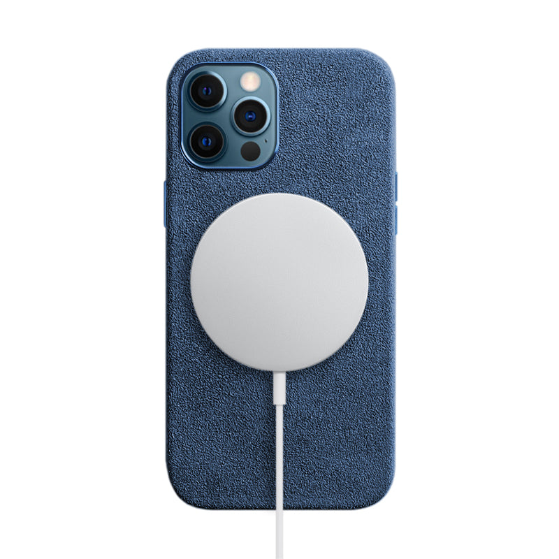 Alcantara iPhone Case Mobile Phone Cases Saguaro Ocean Blue Alcantara iPhone 12/12 Pro