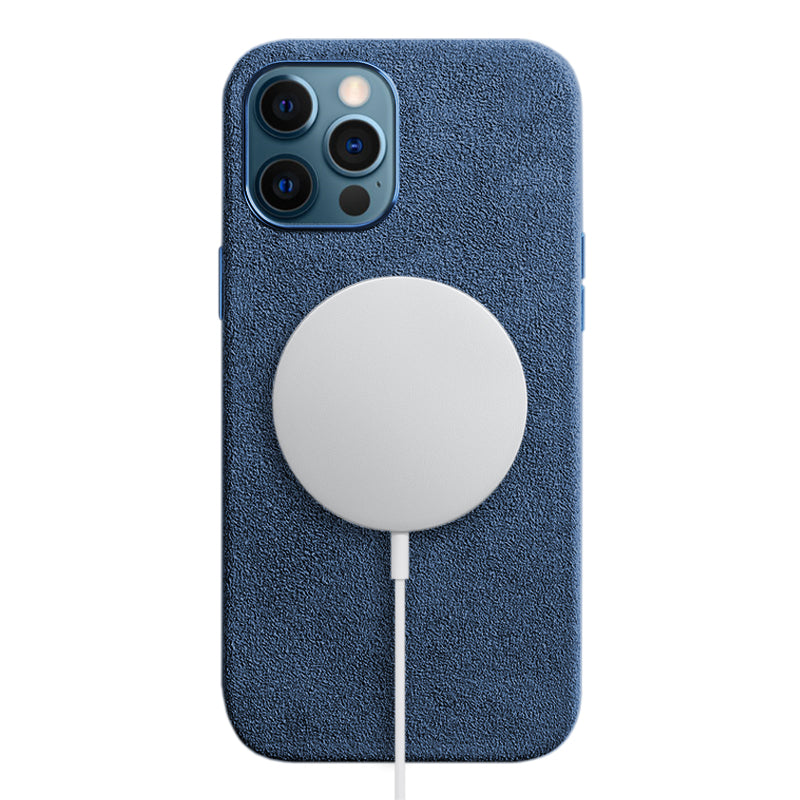 Alcantara iPhone Case Mobile Phone Cases Saguaro Ocean Blue Alcantara iPhone 12 Pro Max