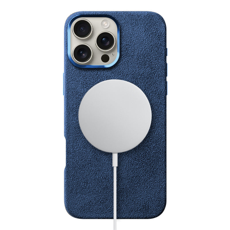 Alcantara iPhone Case Mobile Phone Cases Saguaro Ocean Blue Alcantara iPhone 16 Pro Max