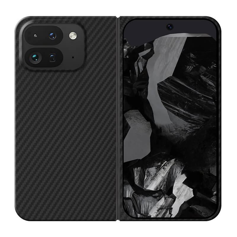 Aramid Fiber Pixel Case Mobile Phone Cases Volaris Black Aramid Fiber Pixel 9 Pro Fold Open