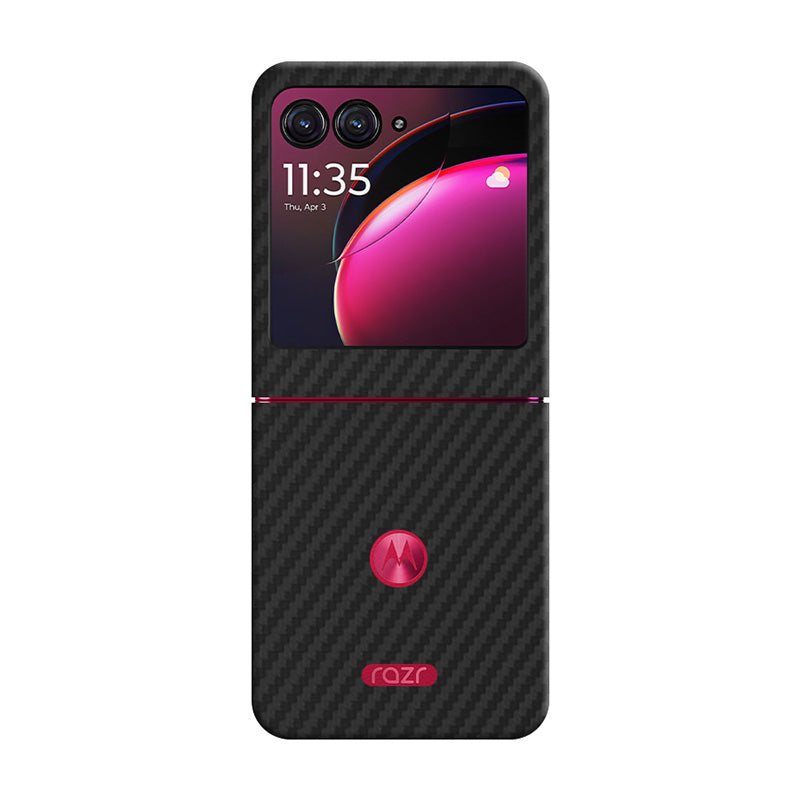 Aramid Fiber Motorola Phone Cases Volaris Black Aramid Fiber Motorola Razr 40 Ultra Open