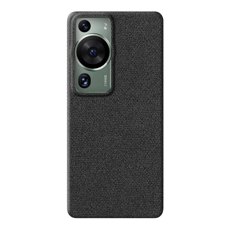 Black textured Huawei P60 Pro phone case on a white background