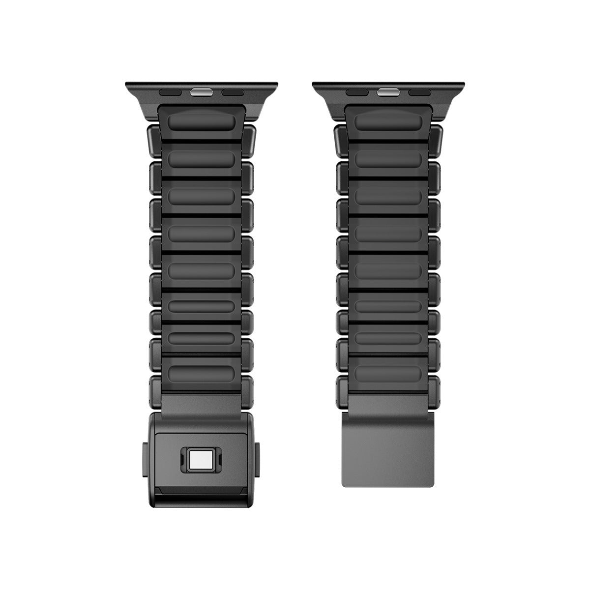 Komodoty Titanium Apple Watch Band Black on Black Rubber Flatlay