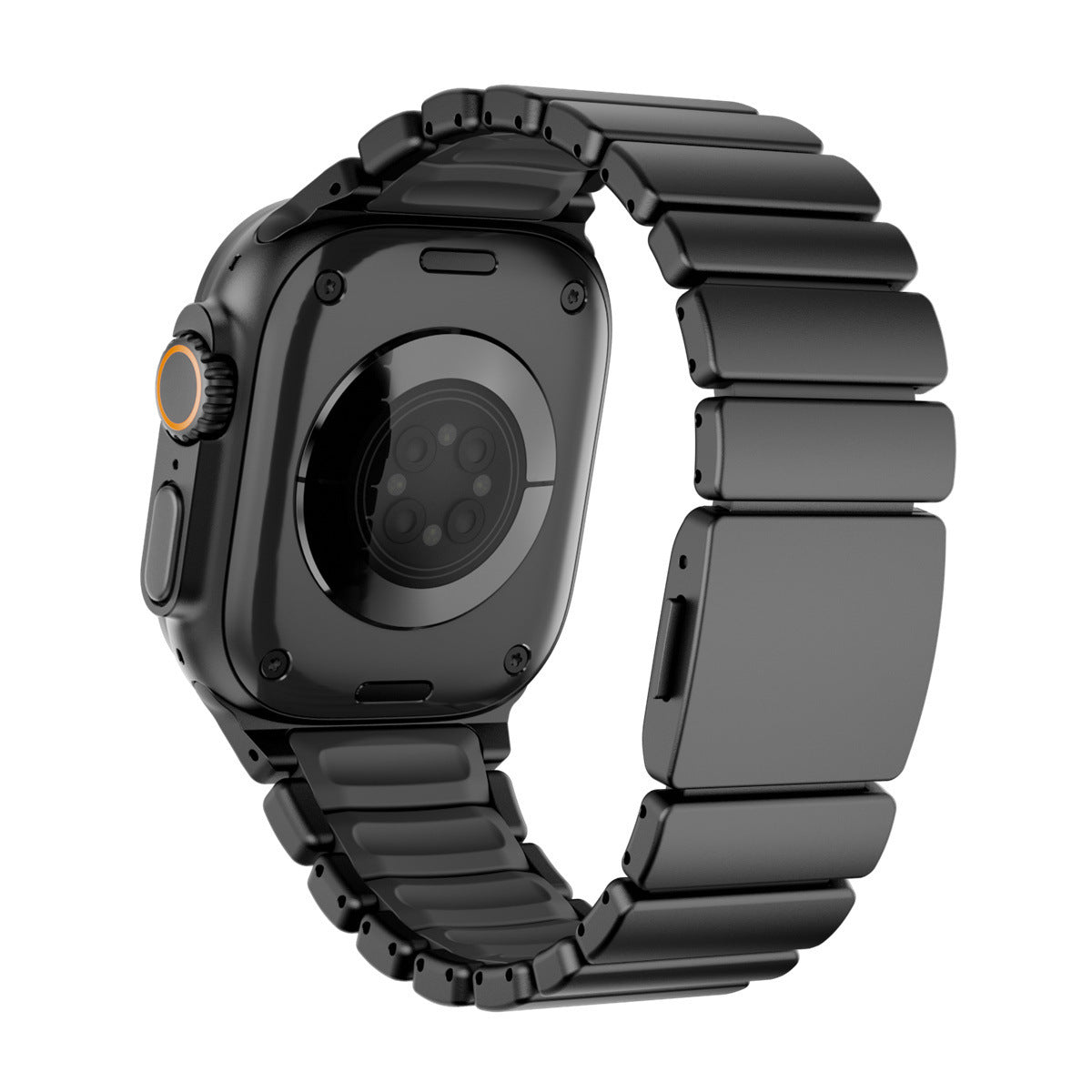 Komodoty Titanium Apple Watch Band Black on Black Rubber Magnetic Clasp