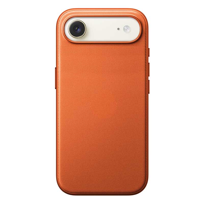 Woven Fabric iPhone Air phone case in bright orange on a white background