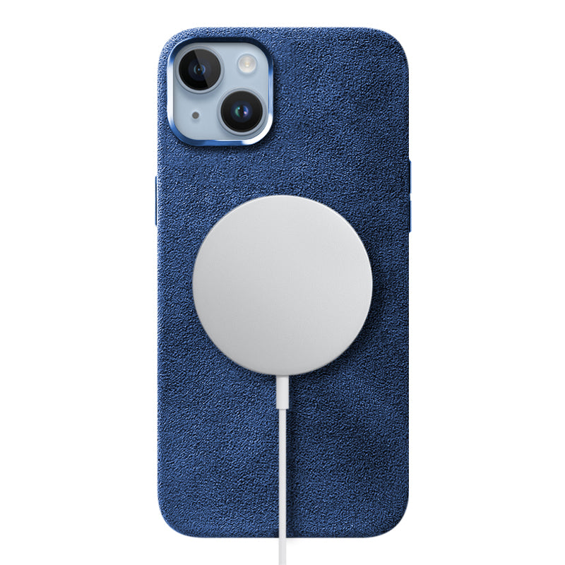 Alcantara iPhone Case Mobile Phone Cases Saguaro Ocean Blue Alcantara iPhone 14 Plus