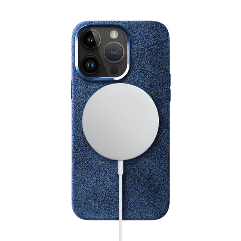 Alcantara iPhone Case Mobile Phone Cases Saguaro Ocean Blue Alcantara iPhone 14 Pro