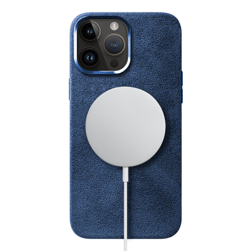 Alcantara iPhone Case Mobile Phone Cases Saguaro Ocean Blue Alcantara iPhone 14 Pro Max