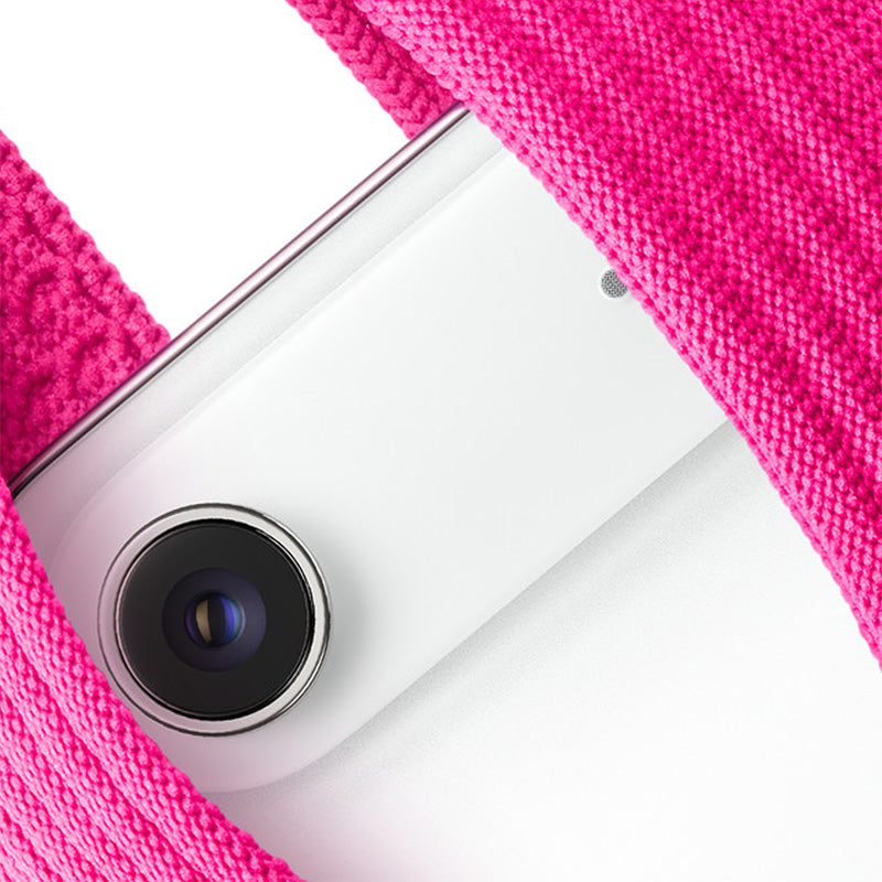 Komodoty-iPhone-Sock-Pocket-Pink with White iPhone 17 Air camera up close