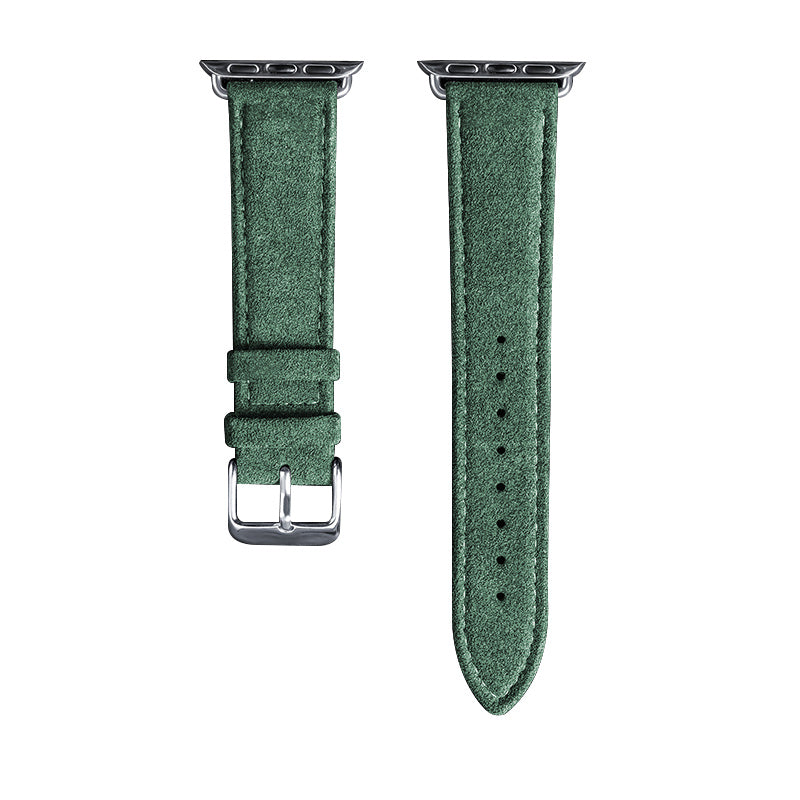 Alcantara Apple Watch Band in green with buckle and pin