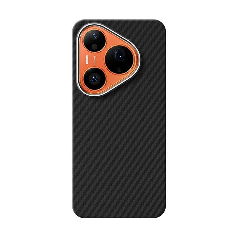 Komodoty Huawei Pura 90s Pro Black aramid fiber phone case on a white background