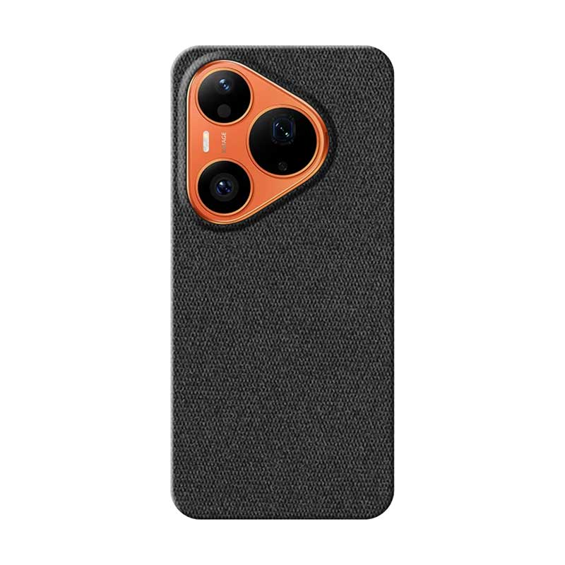 Blak textured fabric Huawei Pura 90s Pro phone case on a white background