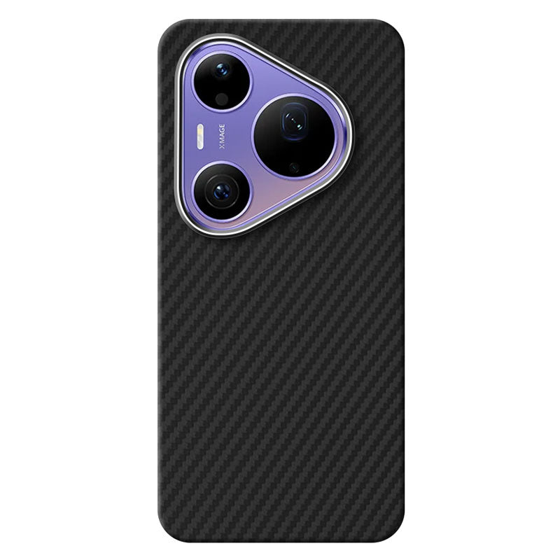 Komodoty Huawei Pura 90s Pro Max Black aramid fiber phone case on a white background