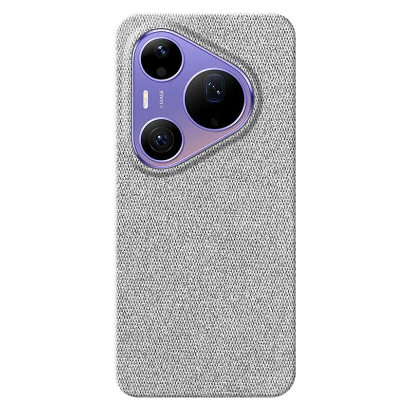 Light grey textured fabric Huawei Pura 90s Pro Max phone case on a white background
