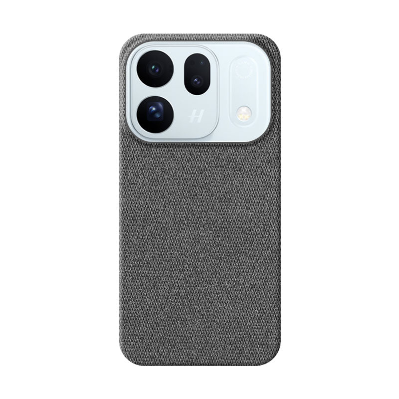 Oppo Find X10 fabric phone case in dark grey on white background