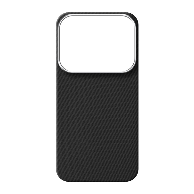 A black carbon fiber textured Oppo Find X10 Pro Max phone case with a silver camera bumper, shown on a white background.