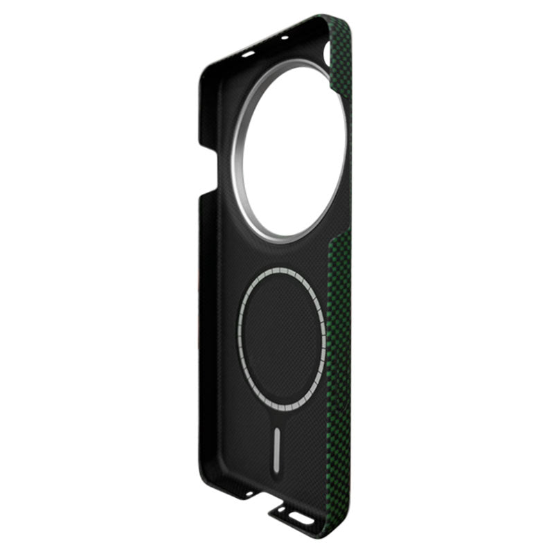 Oppo Find X9 Ultra phone case green aramid fiber with MagSafe ring inside