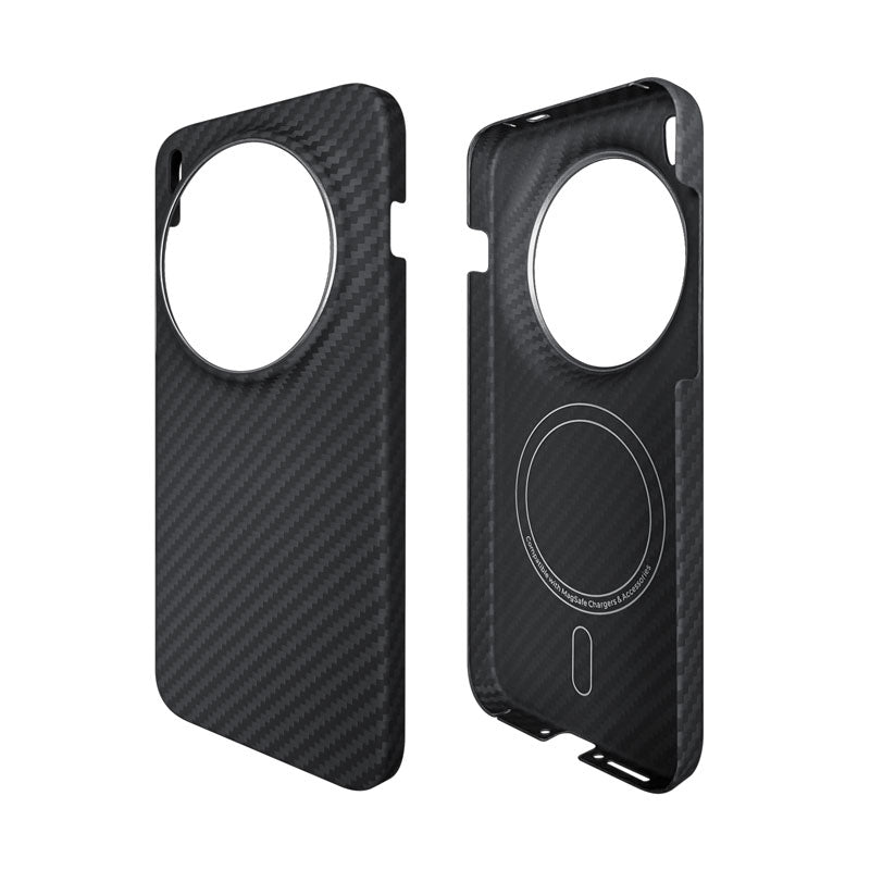 Vivo X300 black aramid fiber phone case with metal camera lens protection
