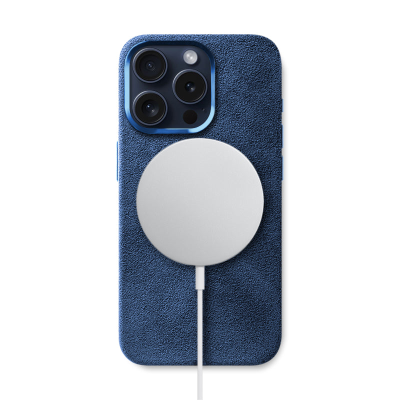 Alcantara iPhone Case Mobile Phone Cases Saguaro Ocean Blue Alcantara iPhone 15 Pro
