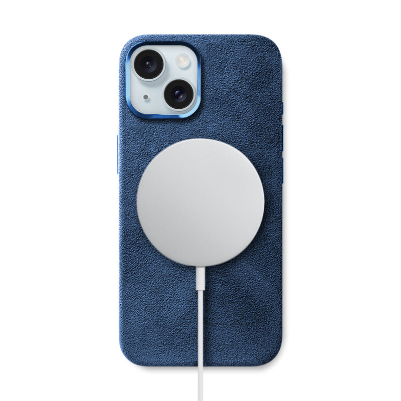 Alcantara iPhone Case Mobile Phone Cases Saguaro Ocean Blue Alcantara iPhone 15