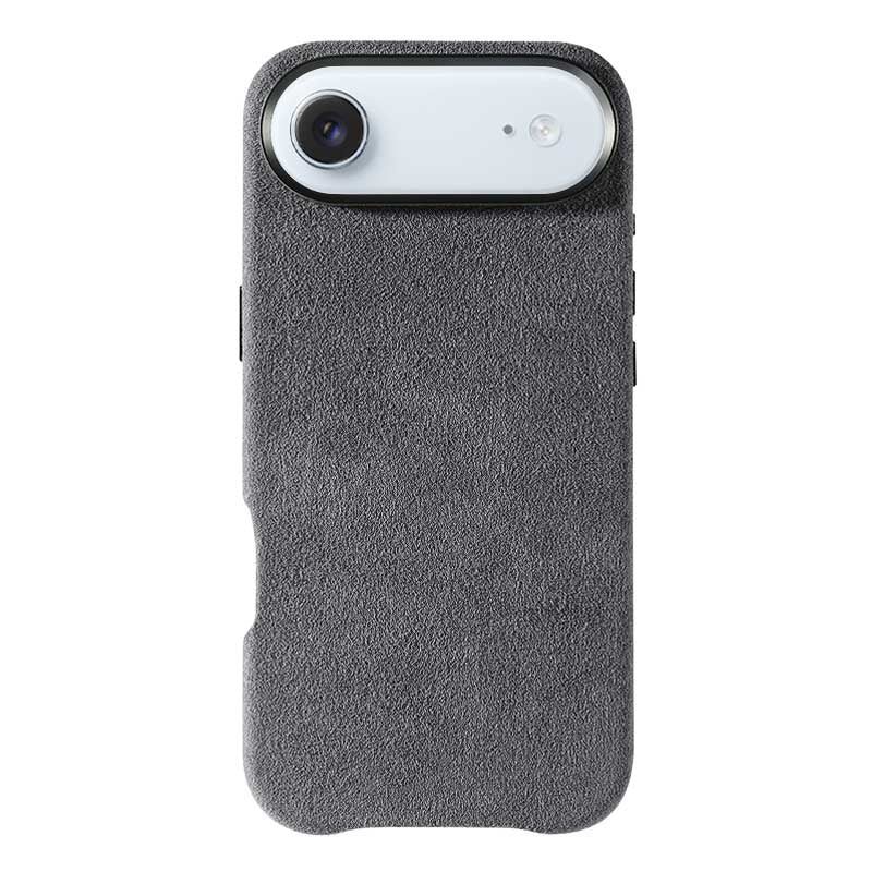 iPhone Air gray Alcantara phone case on white background