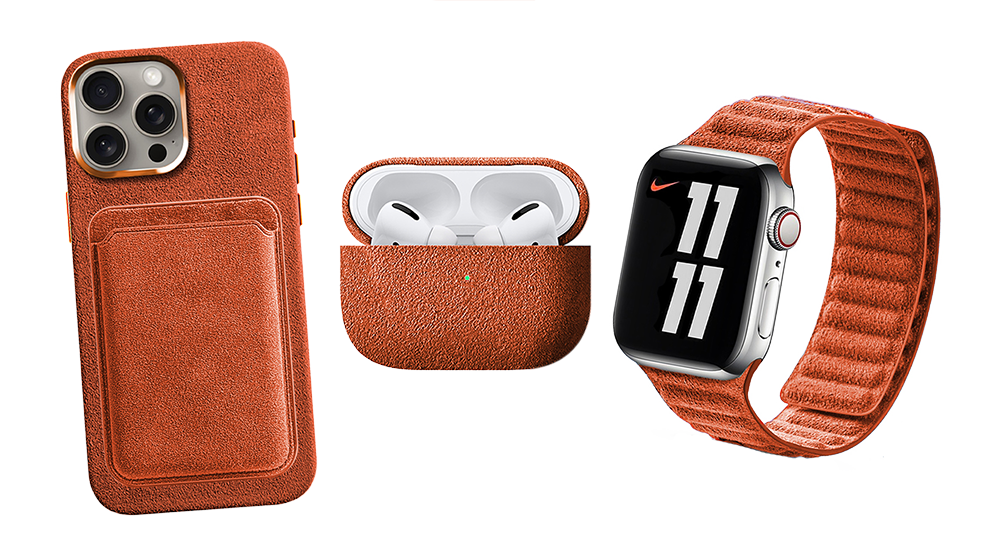 Komodoty Alcantara iPhone Case AirPods Pro Case Apple Watch Band MagSafe Wallet Desert Orange Limited Edition