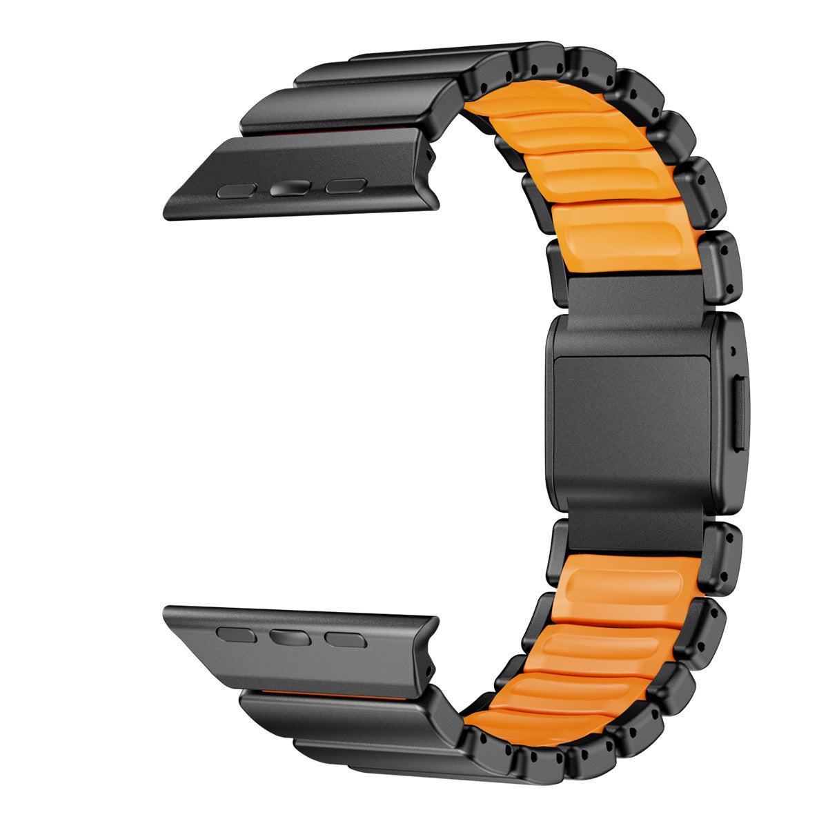 Komodoty Titanium Apple Watch Band Black on Orange Rubber Connectors Nomad Apple Watch Band