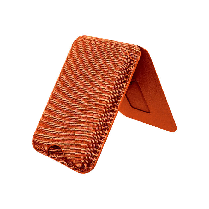 Woven Fabric MagSafe Wallet orange open on white background
