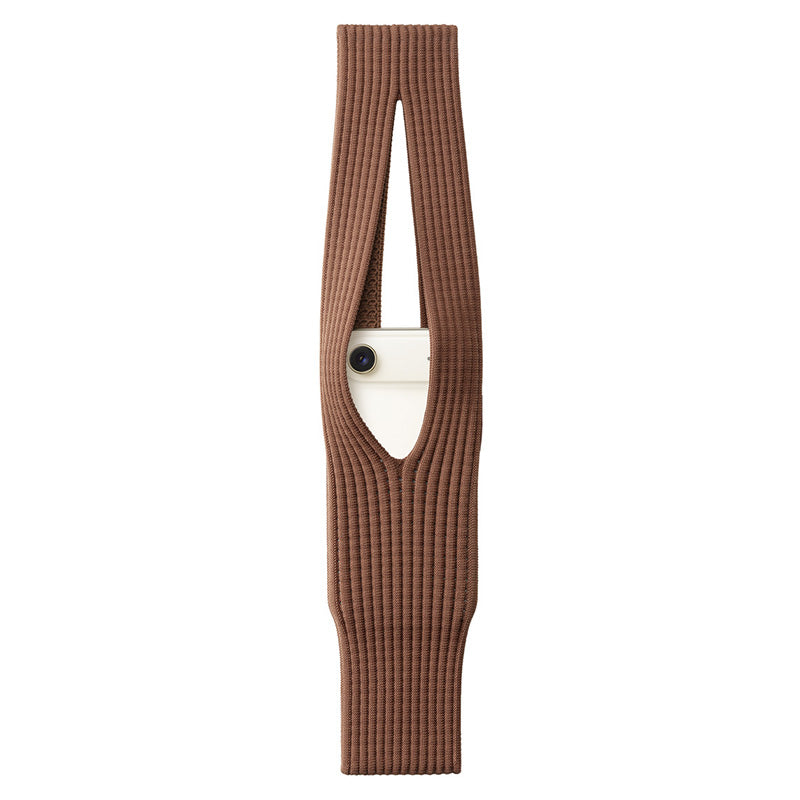 Komodoty-iPhone-Sock-Pocket-Black-Short-close up of iPhone Air Brown