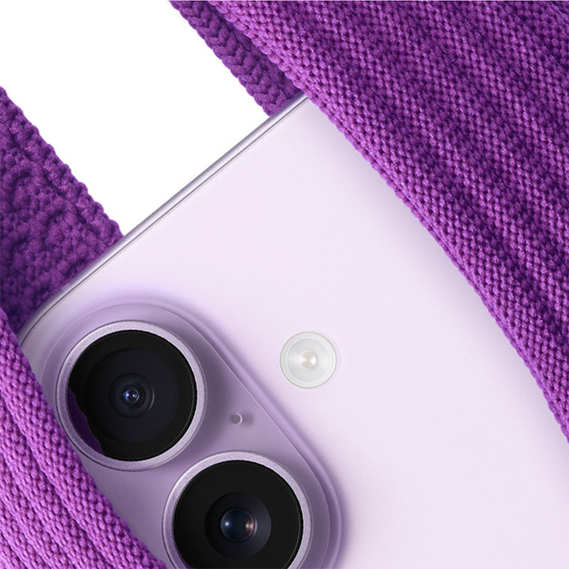 Komodoty-iPhone-Sock-Pocket-Purple with White iPhone 17 Air camera up close