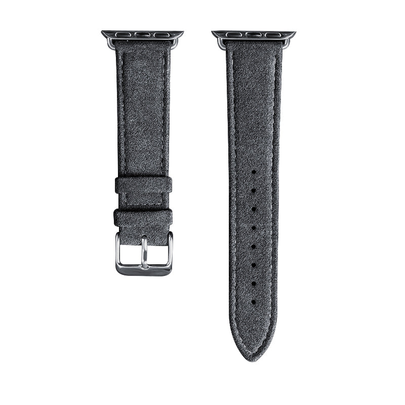Alcantara Apple Watch Band in black with buckle and pin