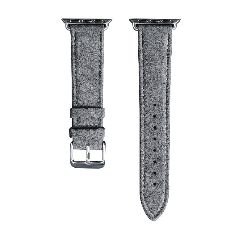 Alcantara Apple Watch Band in gray with buckle and pin