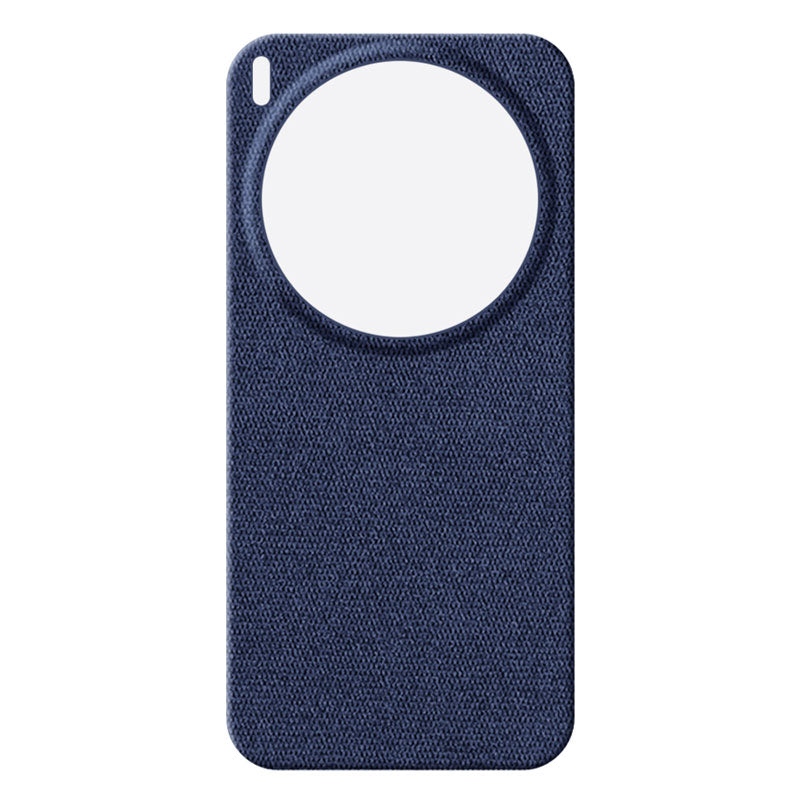 Vivo X300 Ultra fabric phone case in blue with circular cutout for camera lens, against a white background