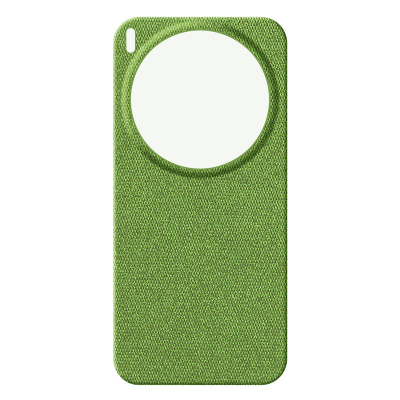 Vivo X300 Ultra fabric phone case in green with circular cutout for camera lens, against a white background