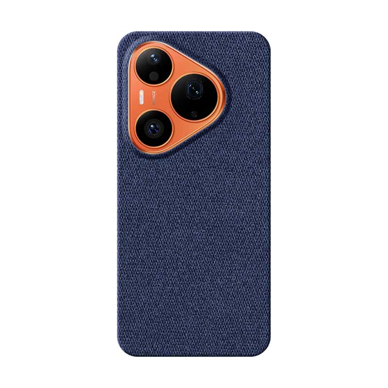 Blue textured fabric Huawei Pura 90s Pro phone case on a white background