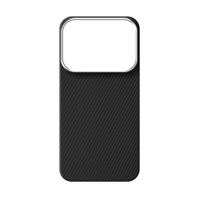 A black carbon fiber textured Oppo Find X10 phone case with a silver camera bumper, shown on a white background.