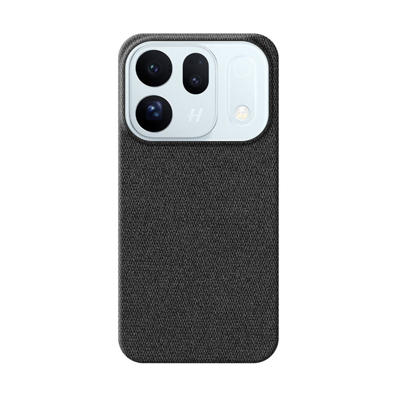 Oppo Find X10 fabric phone case in black on white background