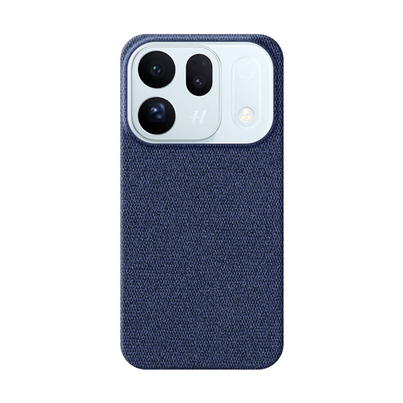 Oppo Find X10 fabric phone case in blue on white background