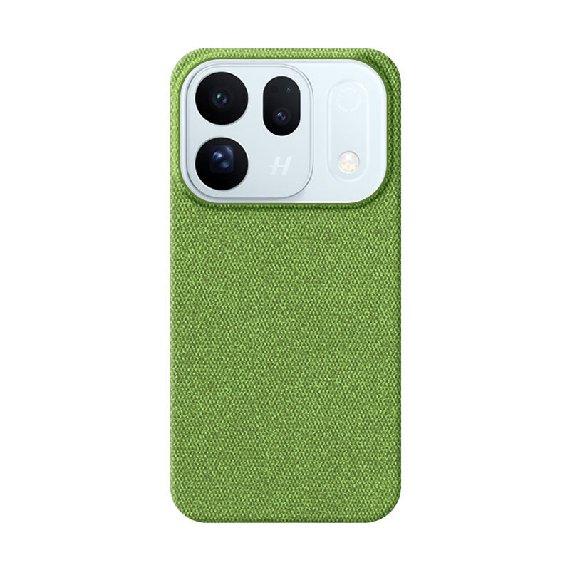 Oppo Find X10 fabric phone case in green on white background