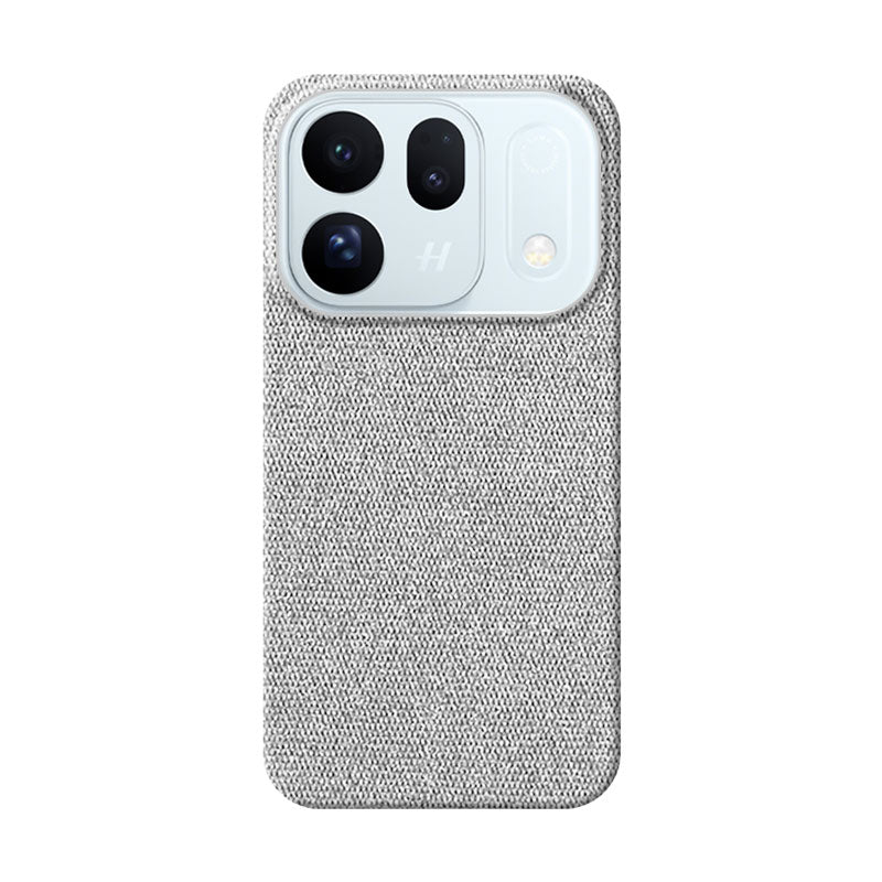 Oppo Find X10 fabric phone case in light grey on white background