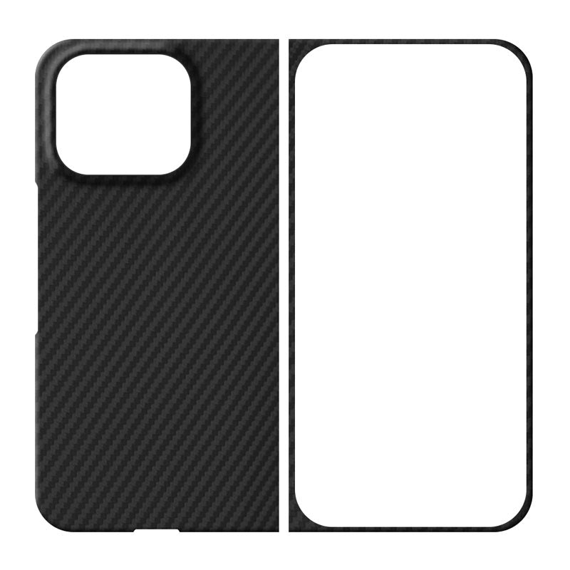 Pixel 11 Pro Fold aramid fiber phone case in black twill 1500D on white background