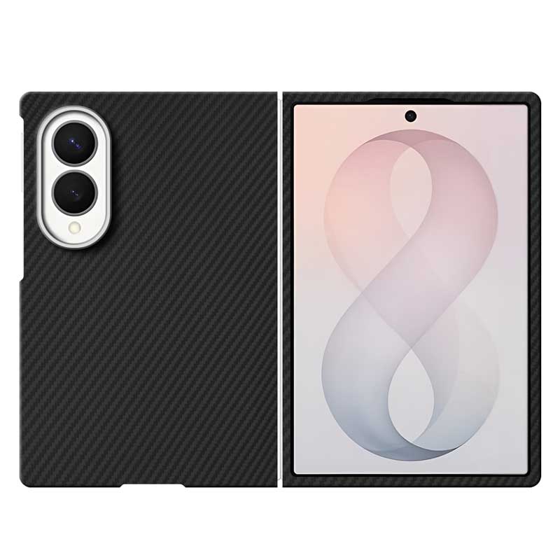 Samsung Galaxy Z Fold8 Ultra aramid fiber phone case in 600D blue twill on white background