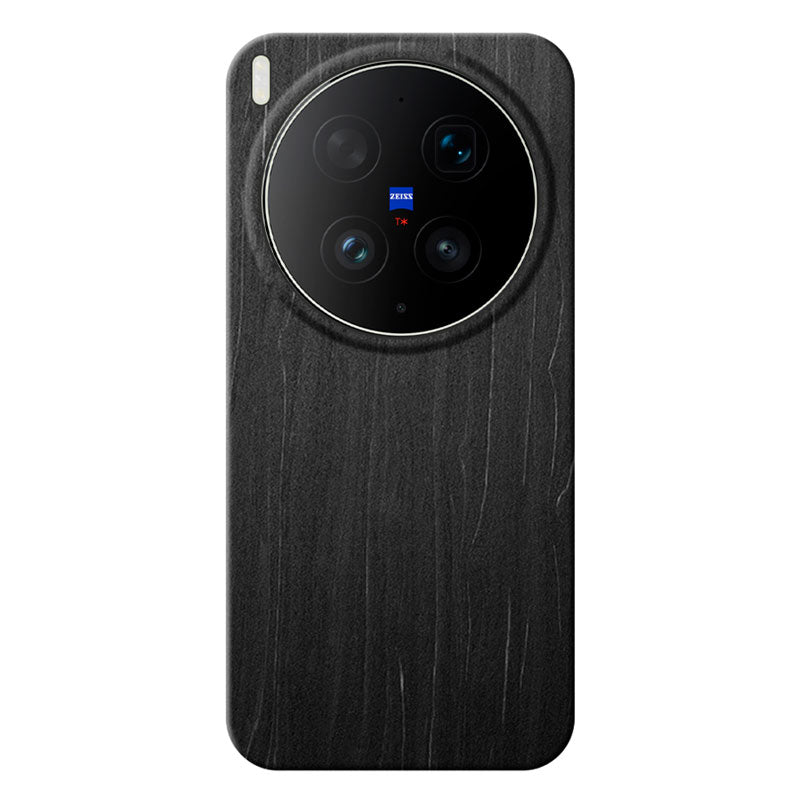 Vivo X300 Ultra wooden phone case in charcoal black against a white background