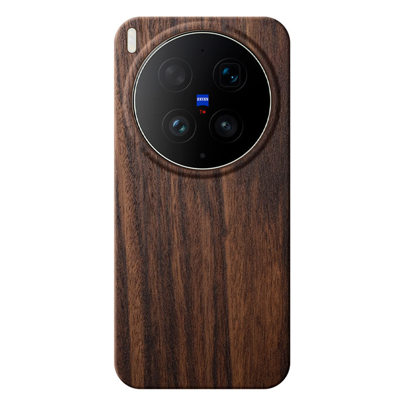 Vivo X300 Ultra wooden phone case in mahogany against a white background