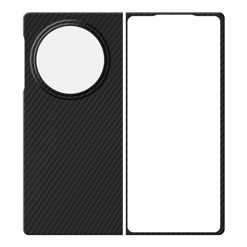 Vivo X Fold3 black aramid fiber phone case on white background