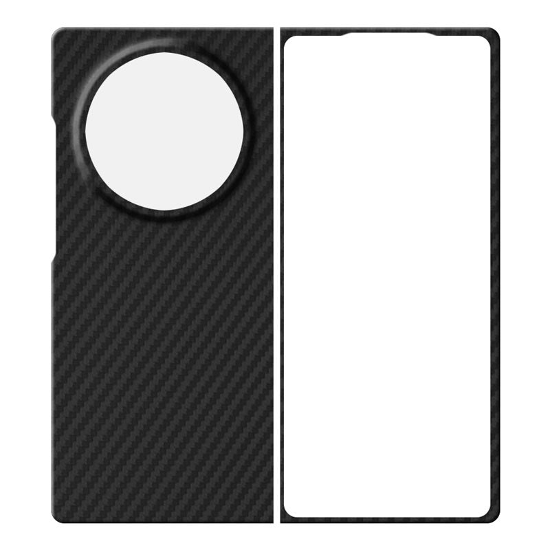 Vivo X Fold5 black aramid fiber phone case on white background