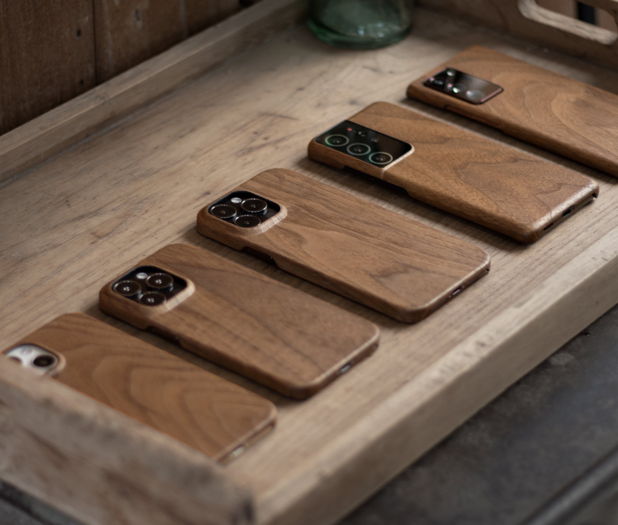 Komodoty walnut wood phone cases slim collection for iPhone and Samsung models